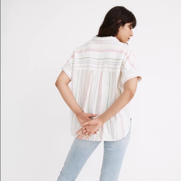 Madewell Linen-Blend Daily Shirt in Rainbow Stripe - Picture 2 of 11